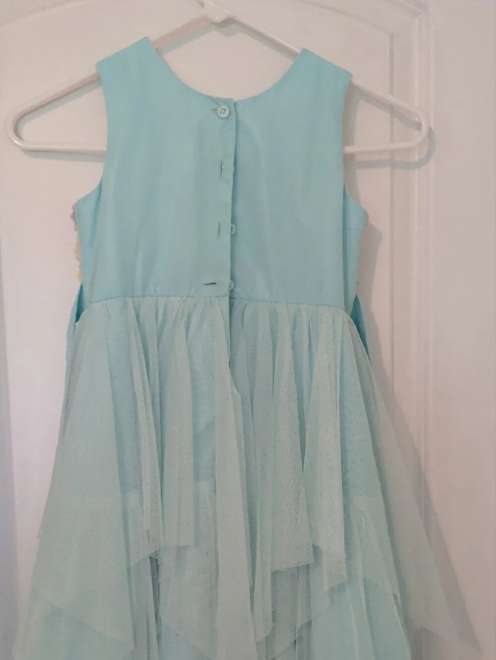 Jona Michelle Pastel Rosette Bodice Light Blue Tulle Dress